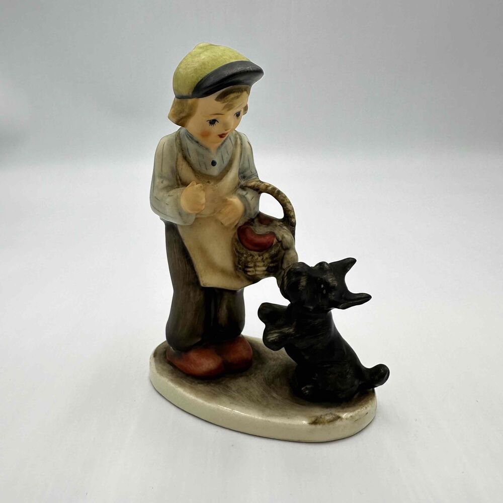 Vintage Friedel Bavaria Boy With Dog Basket Cap Figurine Western Germany‎